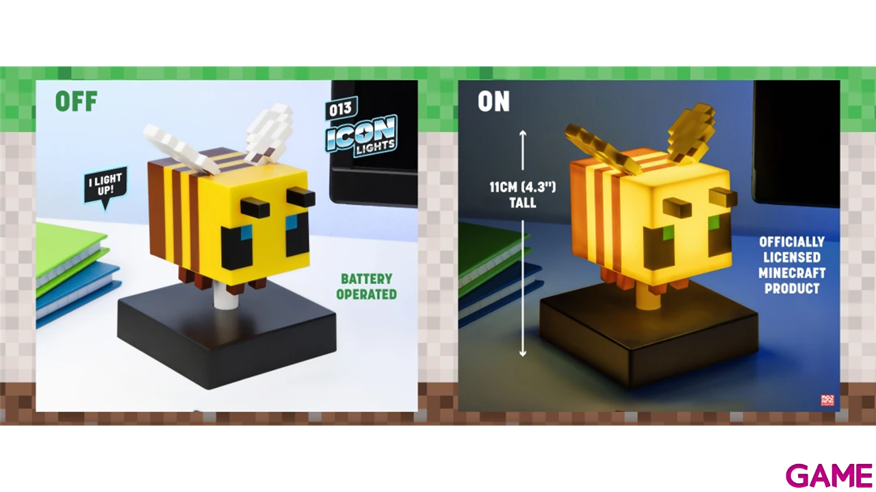 Figura con Luz Minecraft Bee Icon Light de 11 cm-1