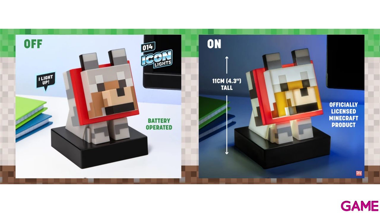 Figura con luz Minecraft Wolf Icon Light de 11 cm-3