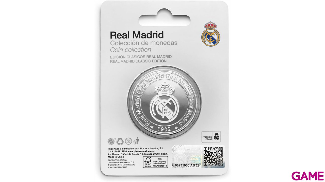 Moneda plateada Real Madrid Edición especial Escudo y Estadio Santiago Bernabeu-2