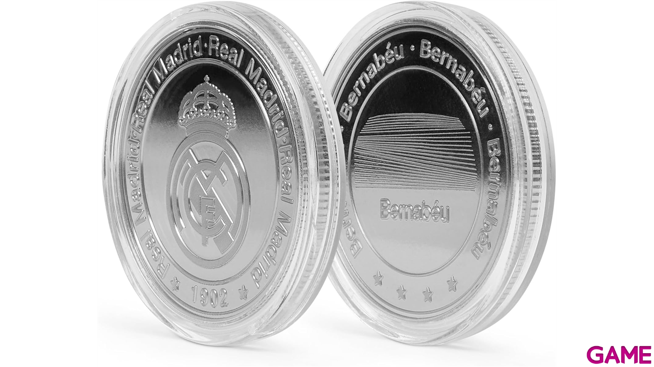 Moneda plateada Real Madrid Edición especial Escudo y Estadio Santiago Bernabeu-3