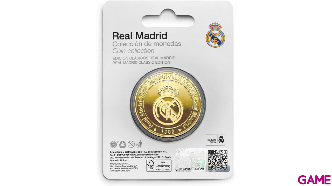 Moneda dorada Real Madrid Edición especial con Escudo e inscripción 