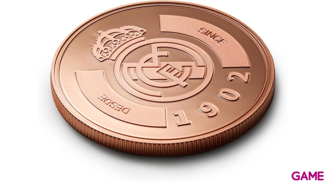Moneda color cobre Real Madrid Edición especial con Escudo y año de su Fundación 1902-0