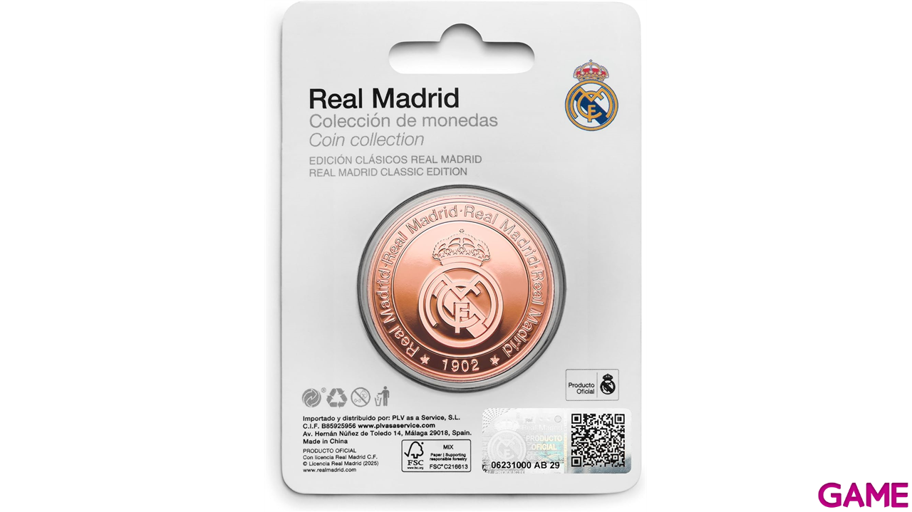Moneda color cobre Real Madrid Edición especial con Escudo y año de su Fundación 1902-1