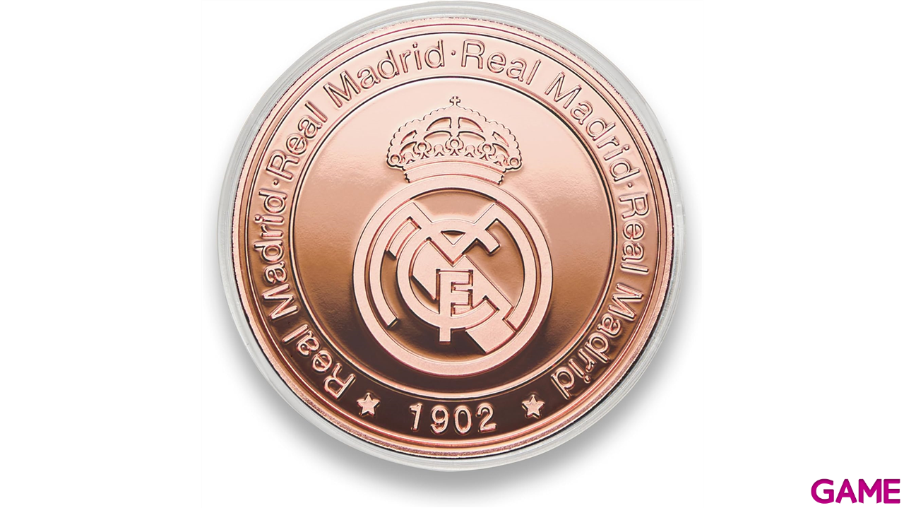 Moneda color cobre Real Madrid Edición especial con Escudo y año de su Fundación 1902-3