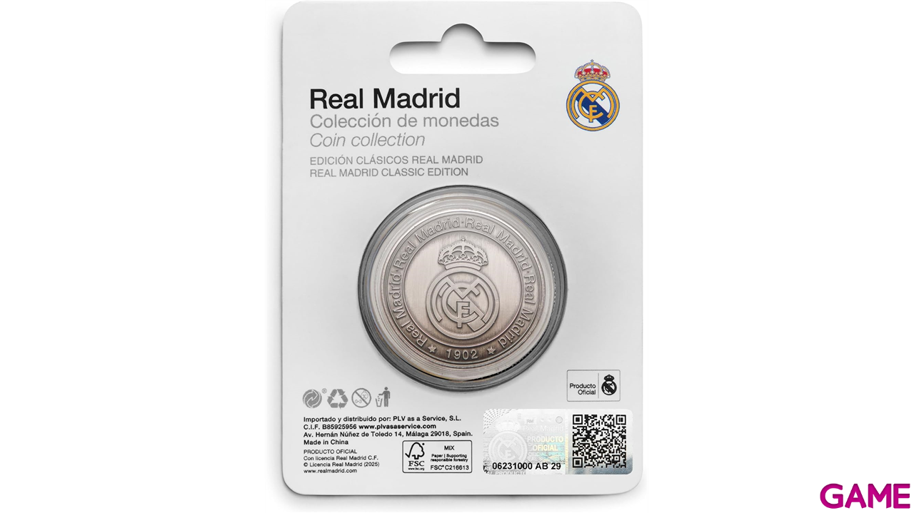 Moneda cromada Real Madrid Edición especial con Escudo e inscripción 