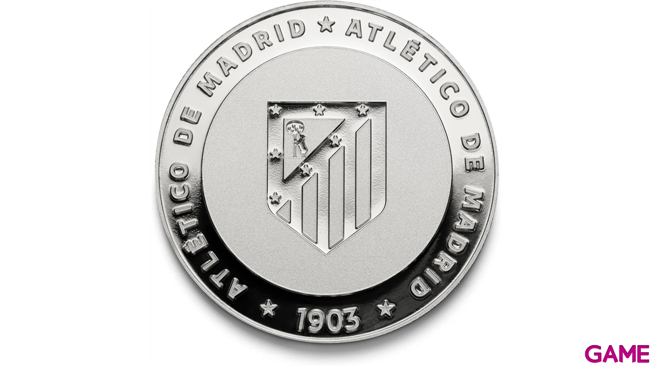 Moneda plateada Edición Atlético de Madrid especial con Escudo e inscripción ATLETI-2