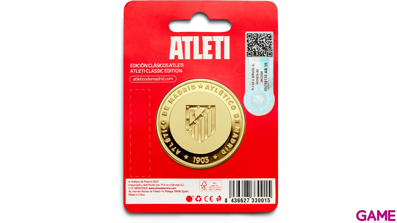Moneda dorada Atlético de Madrid Edición especial con Escudo e inscripción ATLETI-0