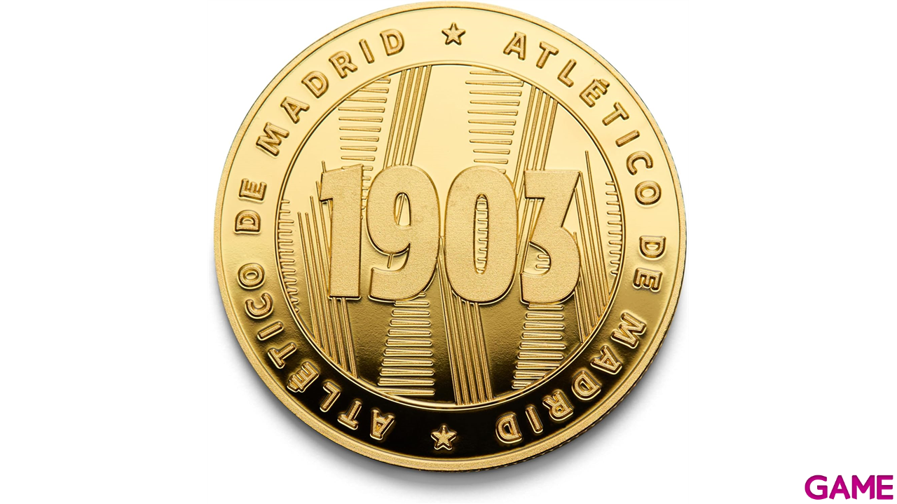 Moneda dorada Atlético de Madrid Edición especial con Escudo y año de su Fundación 
