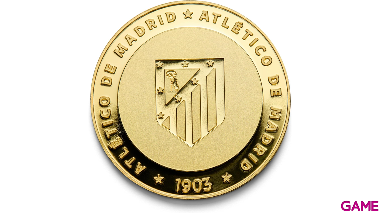 Moneda dorada Atlético de Madrid Edición especial con Escudo y año de su Fundación 