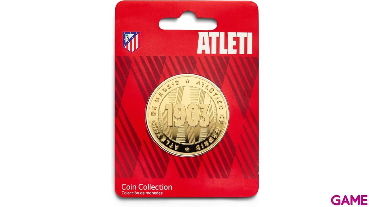 Moneda dorada Atlético de Madrid Edición especial con Escudo y año de su Fundación 