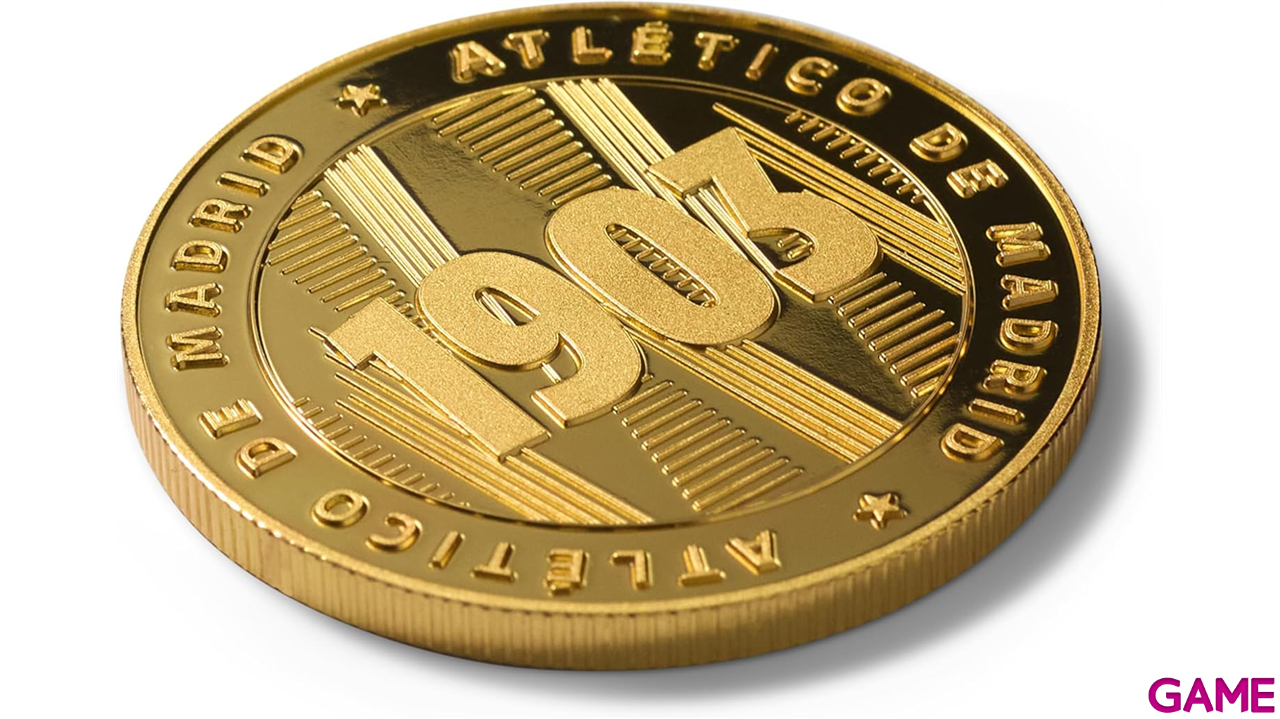 Moneda dorada Atlético de Madrid Edición especial con Escudo y año de su Fundación 