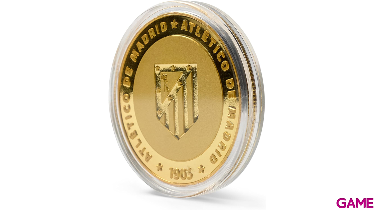 Moneda dorada Atlético de Madrid Edición especial con Escudo y año de su Fundación 