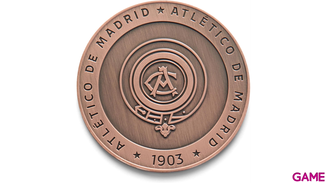 Moneda color Bronce Atlético de Madrid Edición especial con el Escudo Antiguo y Escudo Nuevo grabado-0