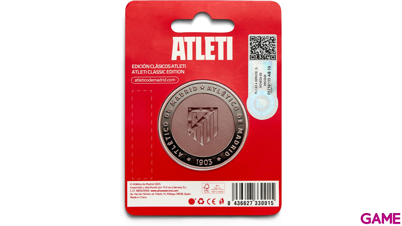 Moneda color Bronce Atlético de Madrid Edición especial con el Escudo Antiguo y Escudo Nuevo grabado-1