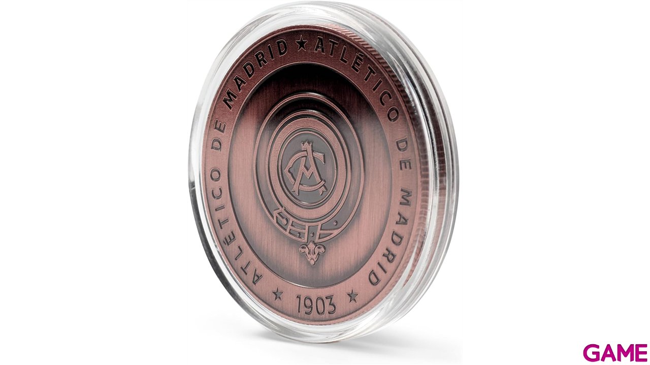 Moneda color Bronce Atlético de Madrid Edición especial con el Escudo Antiguo y Escudo Nuevo grabado-3