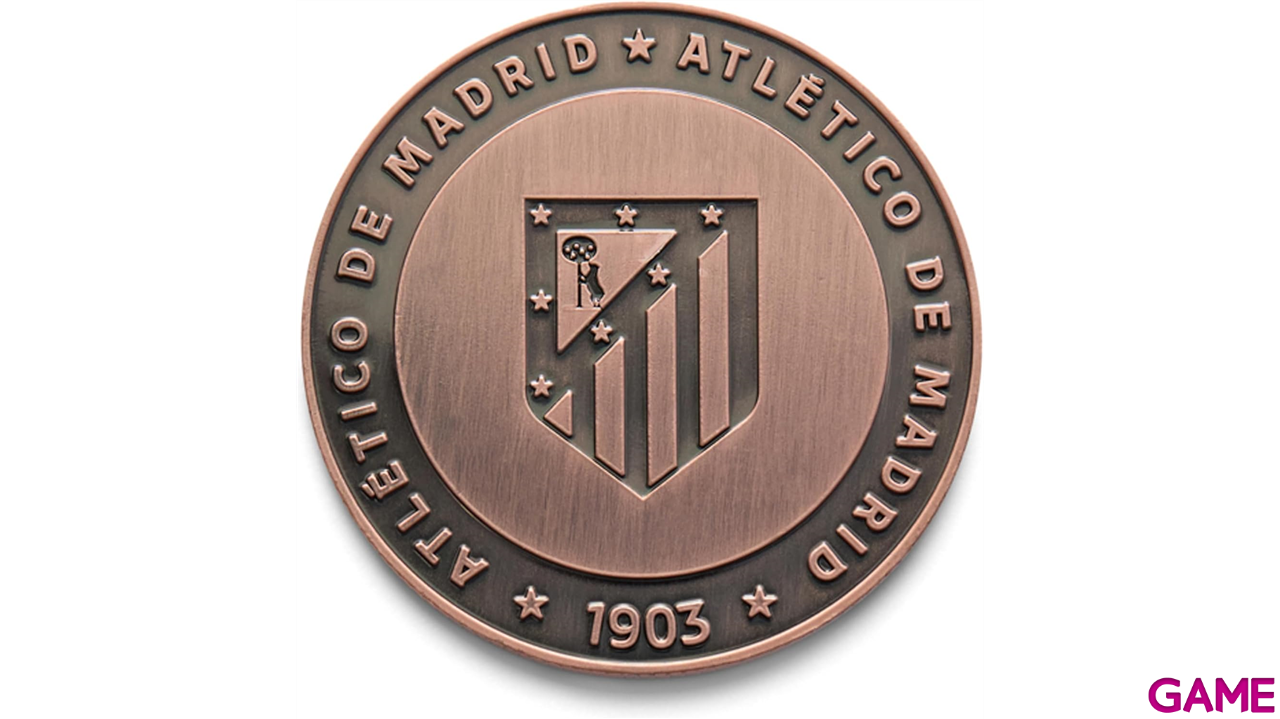 Moneda color Bronce Atlético de Madrid Edición especial con el Escudo Antiguo y Escudo Nuevo grabado-4