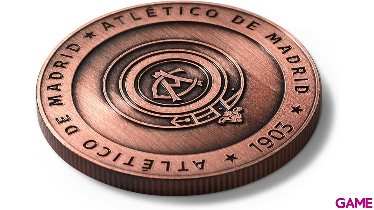 Moneda color Bronce Atlético de Madrid Edición especial con el Escudo Antiguo y Escudo Nuevo grabado-5