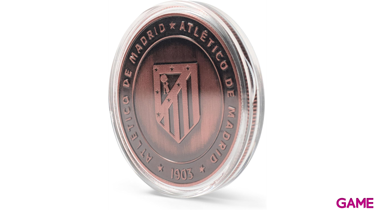 Moneda color Bronce Atlético de Madrid Edición especial con el Escudo Antiguo y Escudo Nuevo grabado-6