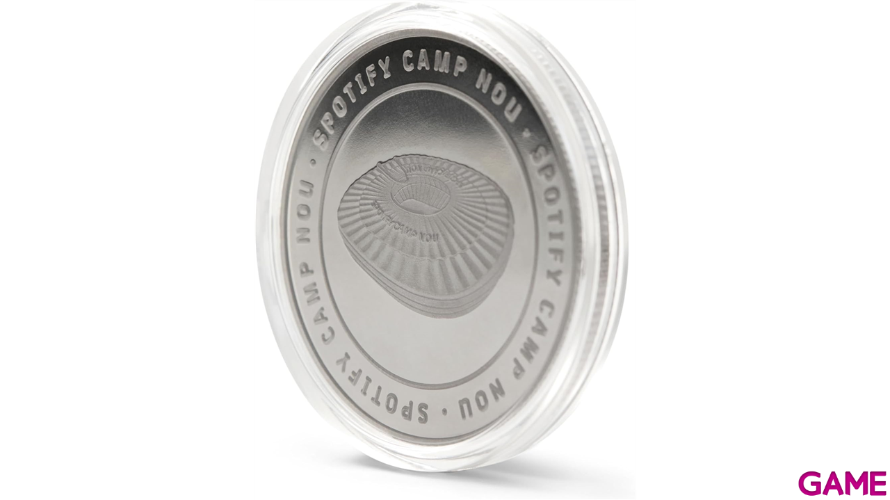 Moneda plateada FC Barcelona Edición especial Escudo y Estadio Spotify Camp Nou-0