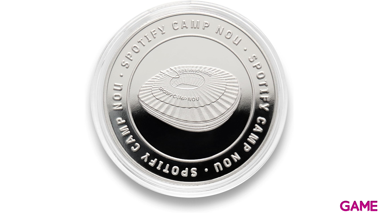 Moneda plateada FC Barcelona Edición especial Escudo y Estadio Spotify Camp Nou-1