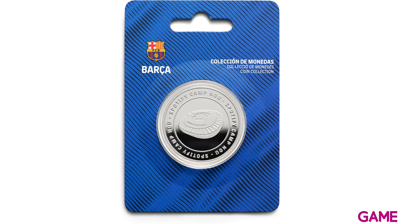 Moneda plateada FC Barcelona Edición especial Escudo y Estadio Spotify Camp Nou-2