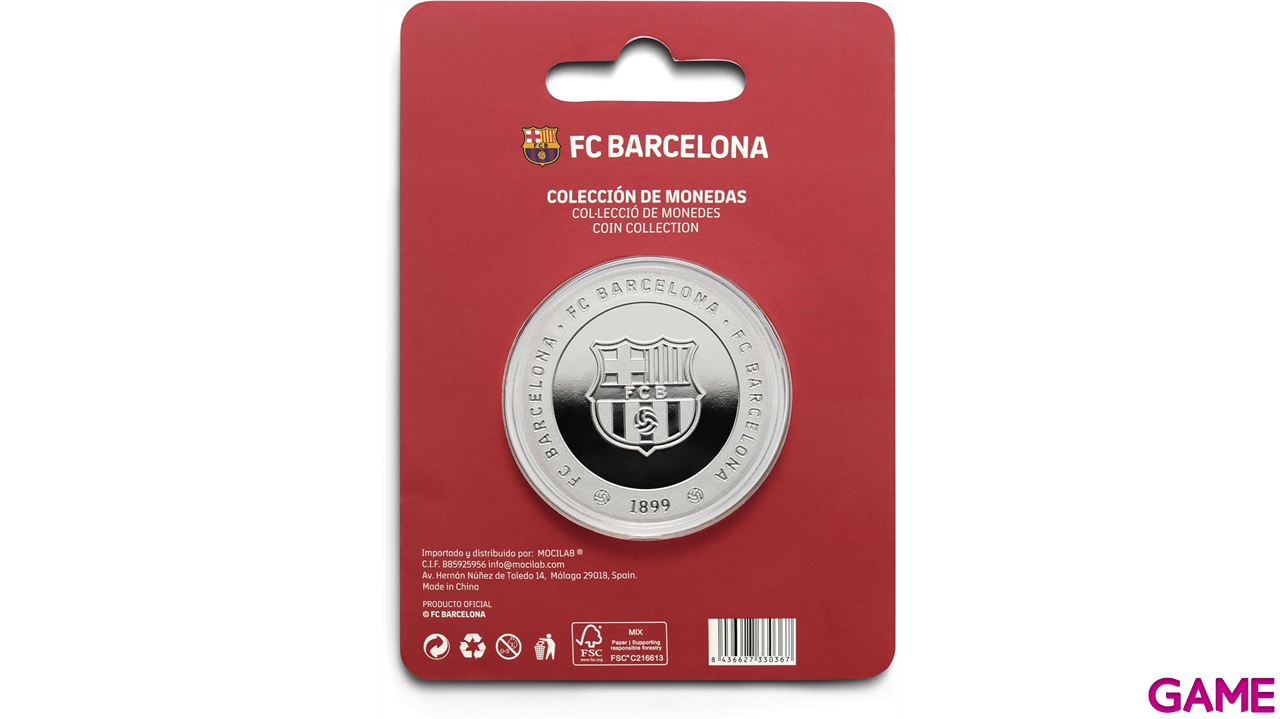 Moneda plateada FC Barcelona Edición especial con Escudo e inscripción Més que un club-3