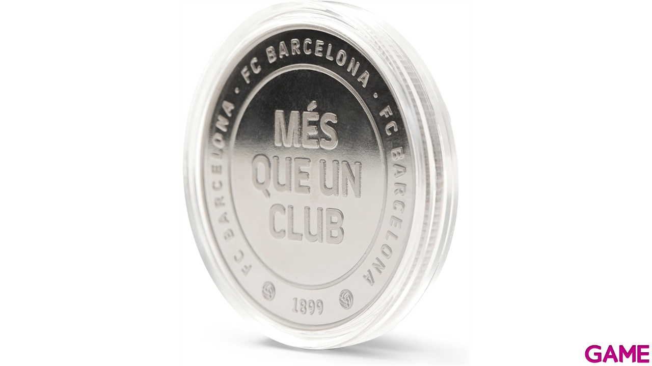Moneda plateada FC Barcelona Edición especial con Escudo e inscripción Més que un club-4