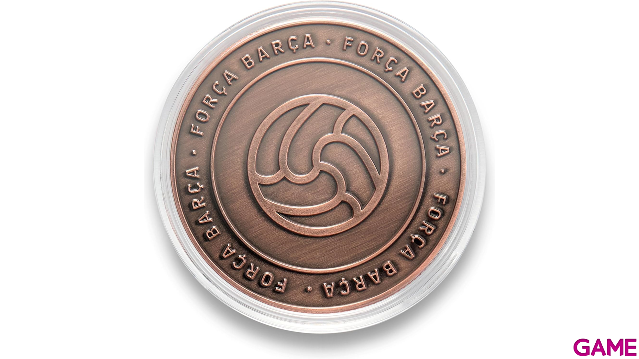 Moneda color cobre FC Barcelona Edición especial con Escudo y Grabado en Relieve balón con inscripción “Força Barça”-3