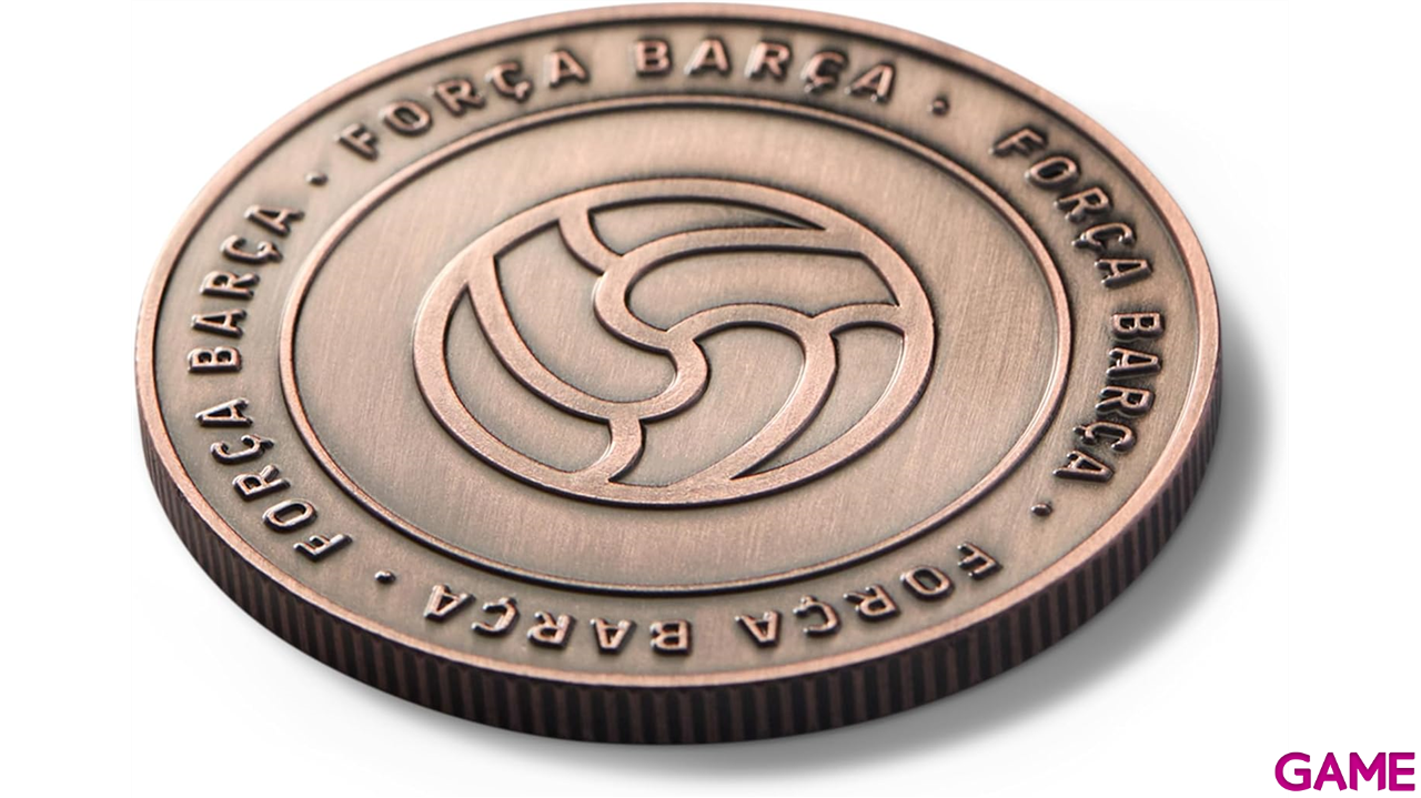 Moneda color cobre FC Barcelona Edición especial con Escudo y Grabado en Relieve balón con inscripción “Força Barça”-4