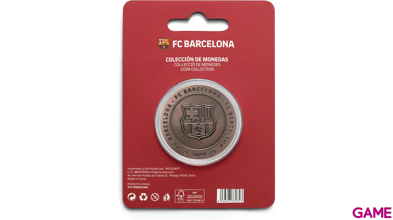 Moneda color cobre FC Barcelona Edición especial con Escudo y Grabado en Relieve balón con inscripción “Força Barça”-5