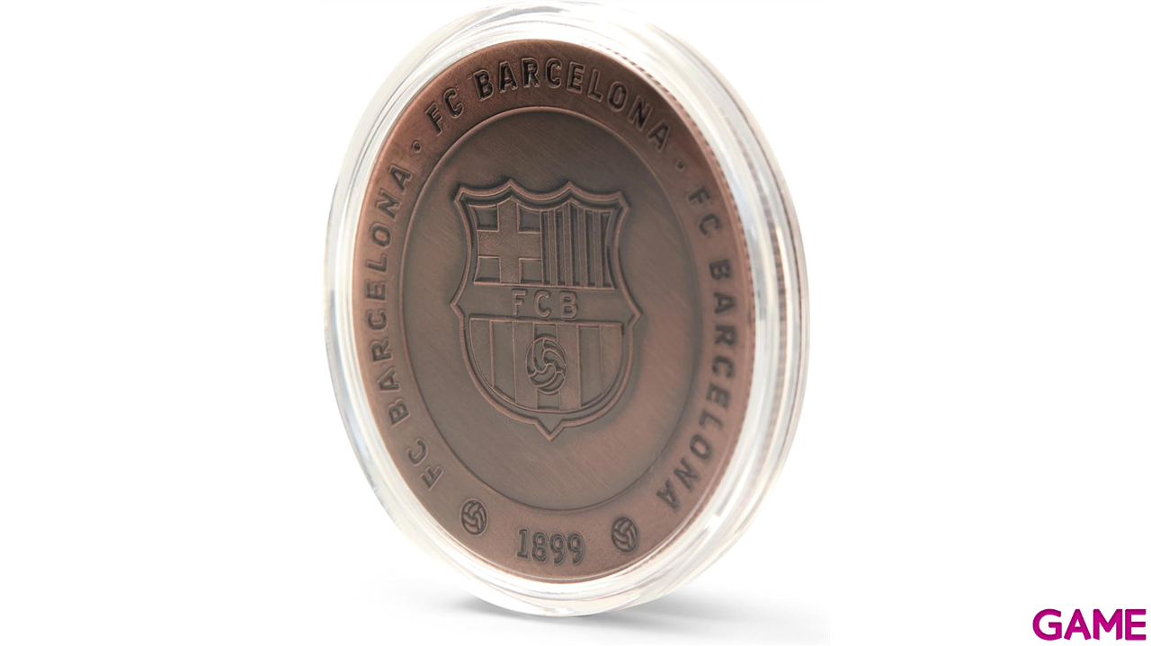 Moneda color cobre FC Barcelona Edición especial con Escudo y Grabado en Relieve balón con inscripción “Força Barça”-6