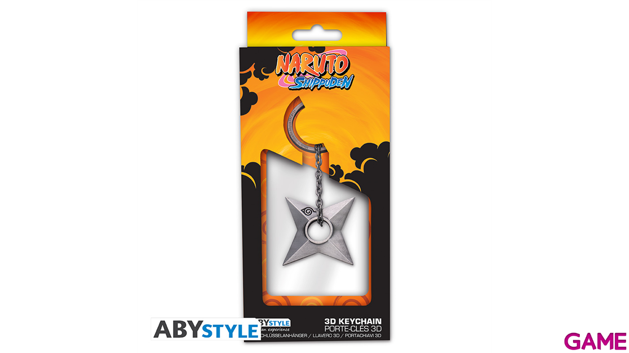 Llavero metálico 3D Naruto Shippuden Shuriken Konoha-1