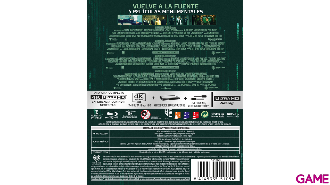 Pack Matrix 1 a 4 - 4K + BD-1