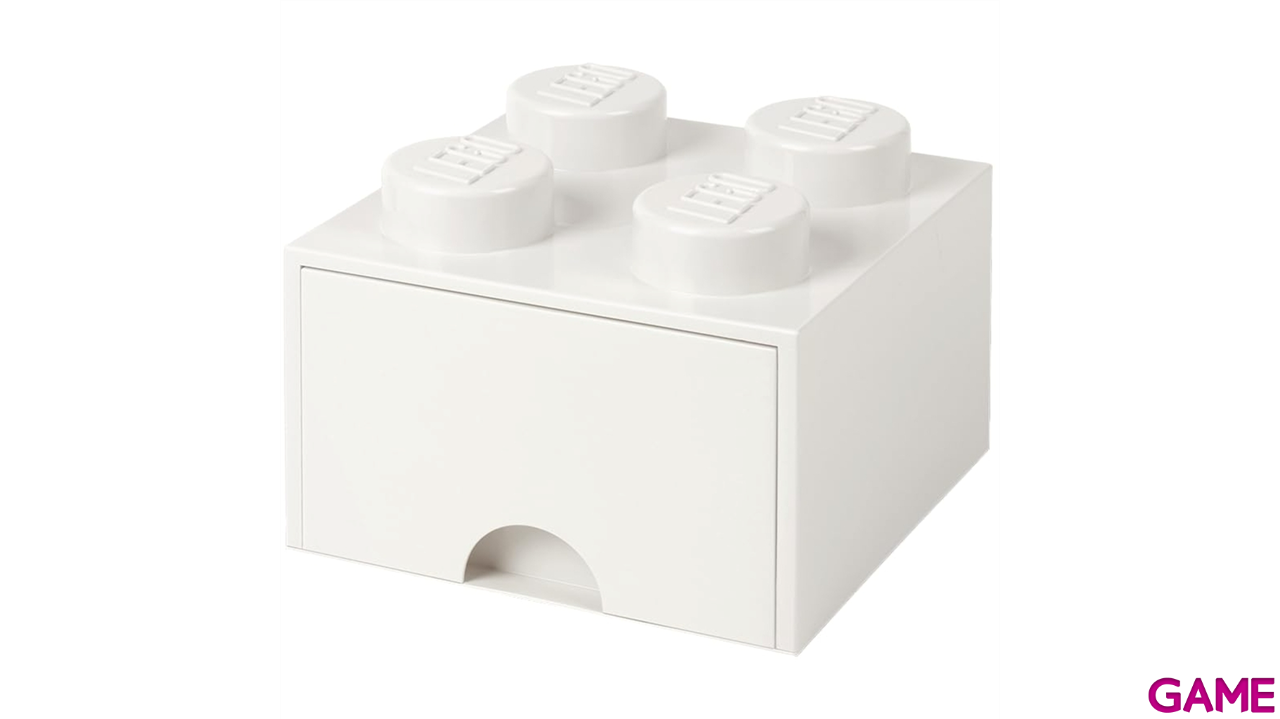 Caja de almacenaje con cajon LEGO Brick 4 blanco de 25 cm-0