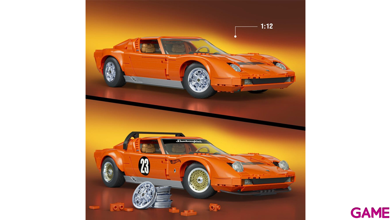 Set de Construccion Hot Wheels Premium Mattel Brick Shop Building Set 1/12 Lamborghini Miura P400 SV-1