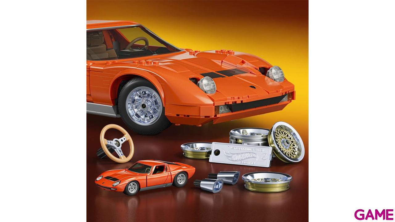 Set de Construccion Hot Wheels Premium Mattel Brick Shop Building Set 1/12 Lamborghini Miura P400 SV-2