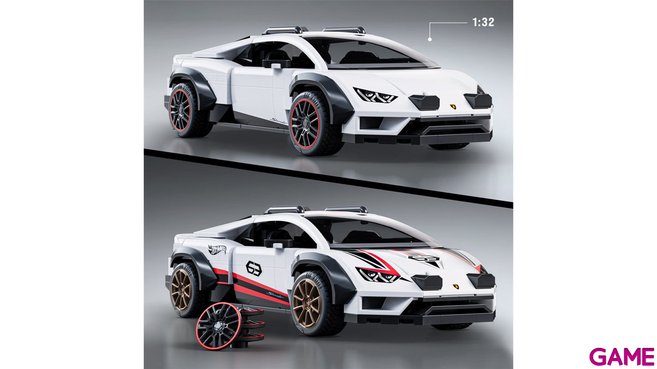 Set de Construccion Hot Wheels Speed Mattel Brick Shop Building Set 1/32 Lamborghini Huracán Sterrato-1