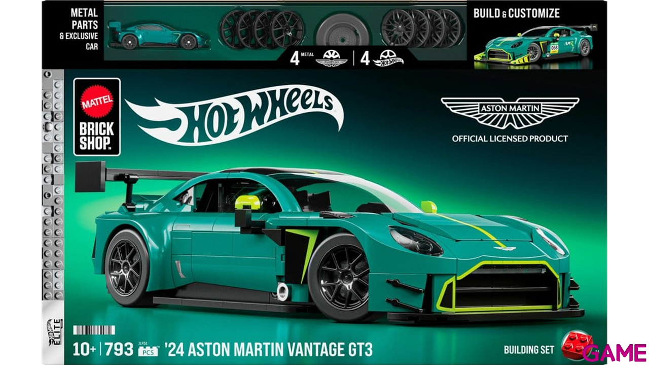Set de Construccion Hot Wheels Elite Mattel Brick Shop Building Set 1/16 24 Aston Martin Vantage GT3-1