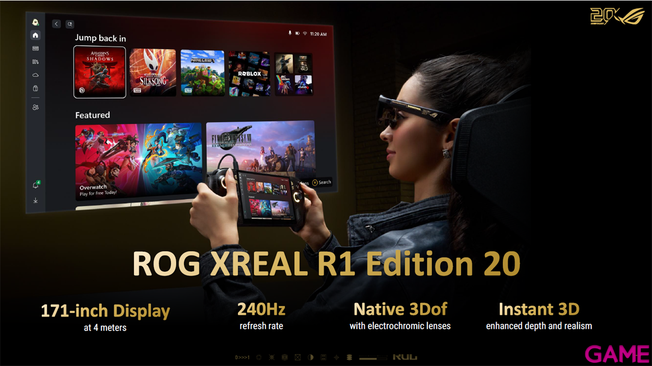 ASUS ROG Xbox Ally X20 Bundle 20th Aniv.Pack Acc. + Gafas ROG Xreal R1+ Consola 7,4