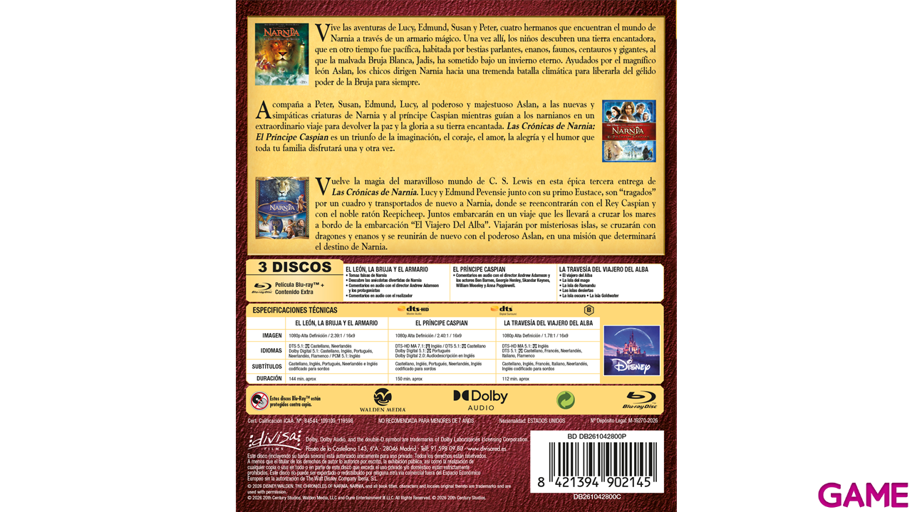 Las Crónicas de Narnia Pack 3 Películas-1