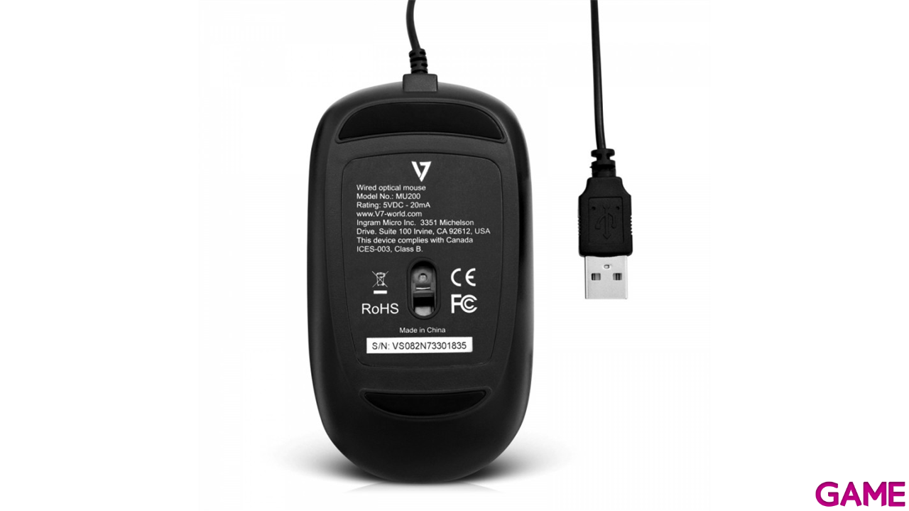 V7 Perfil bajo USB Óptico Ratón - Negro-4