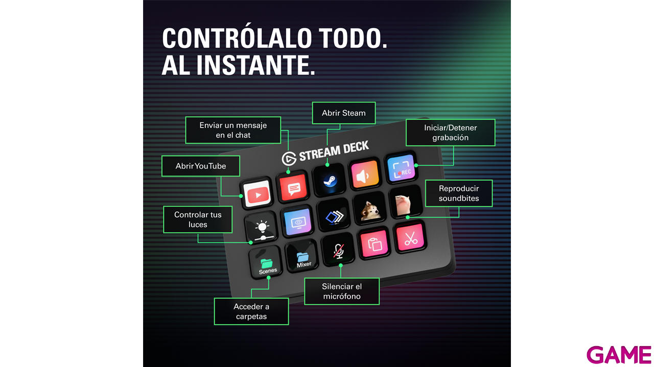 Elgato Stream Deck MK2 Negro 15 botones - Controlador Streaming-1