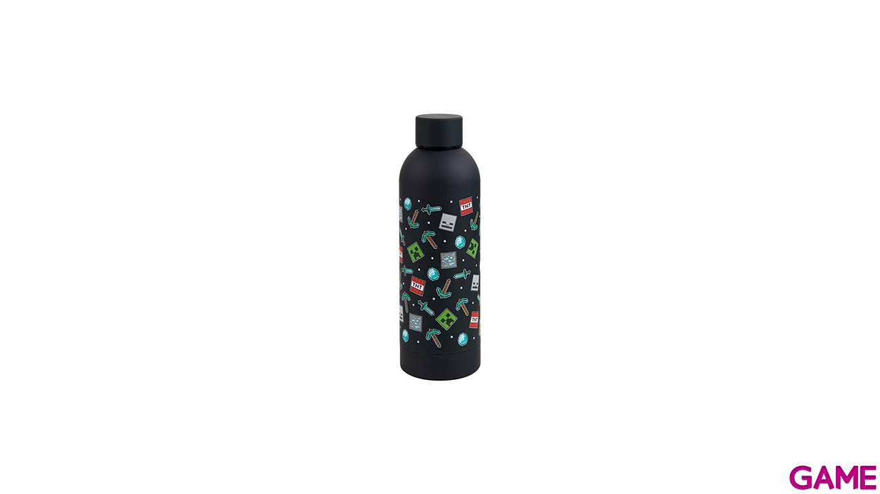 Botella soft touch de acero inoxidable Minecraft negra de 500 ml-0
