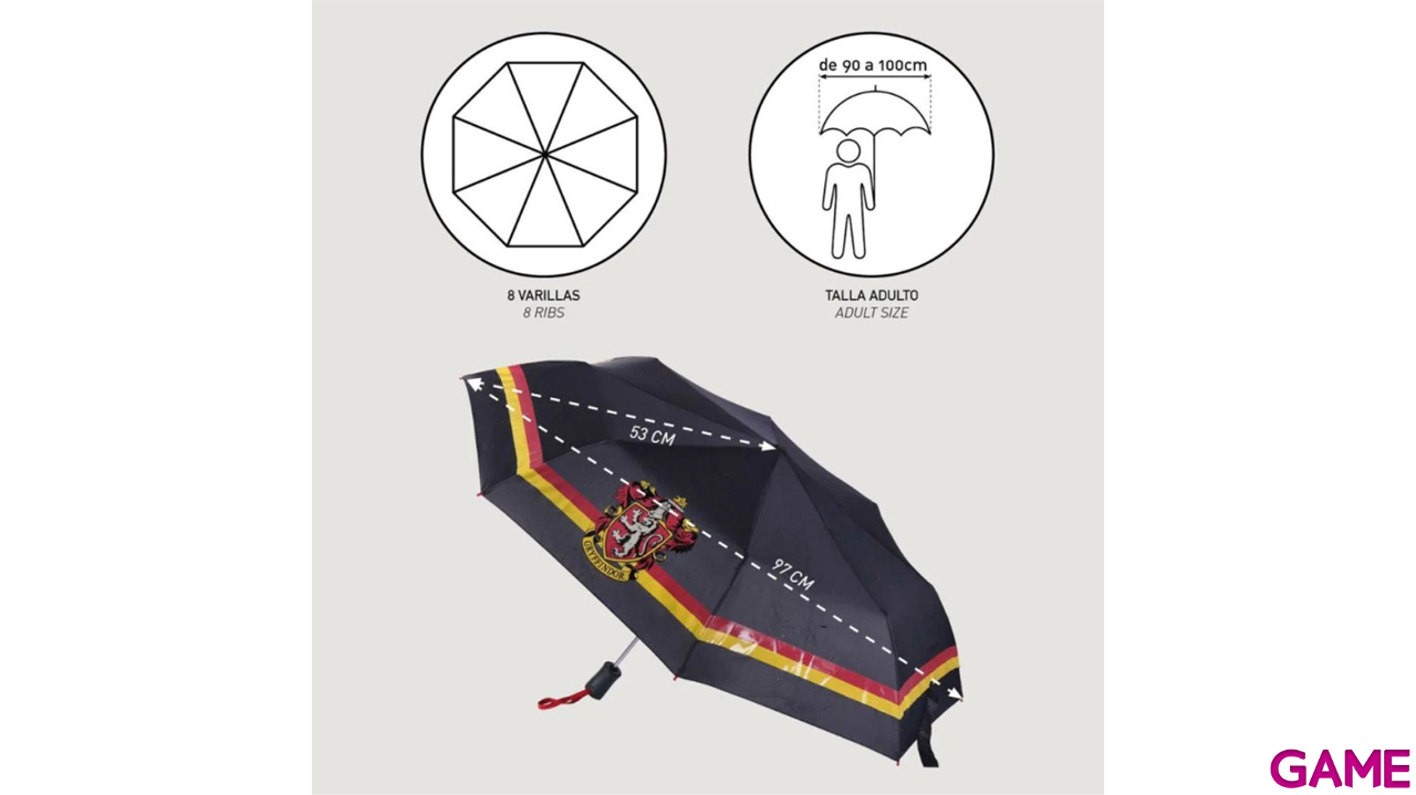 Paraguas automatico plegable Griffindor Harry Potter 53cm-0