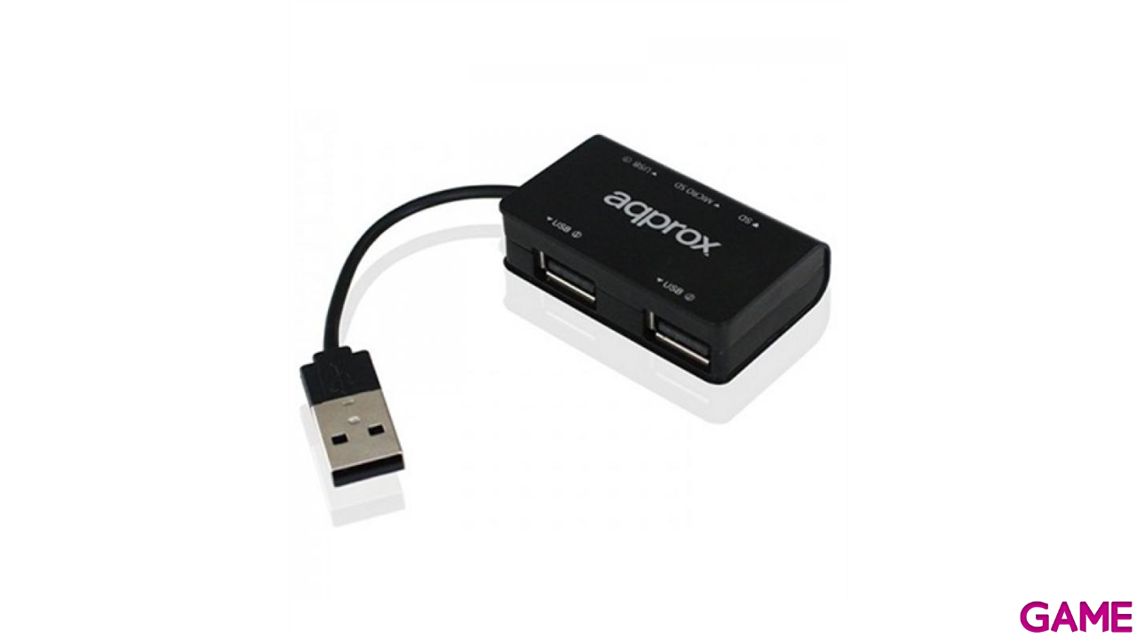 Approx 3 ports USB HUB 2.0 + MicroSD/SD Card Reader - Hub - 3 x USB 2.0 - desktop ratón-2