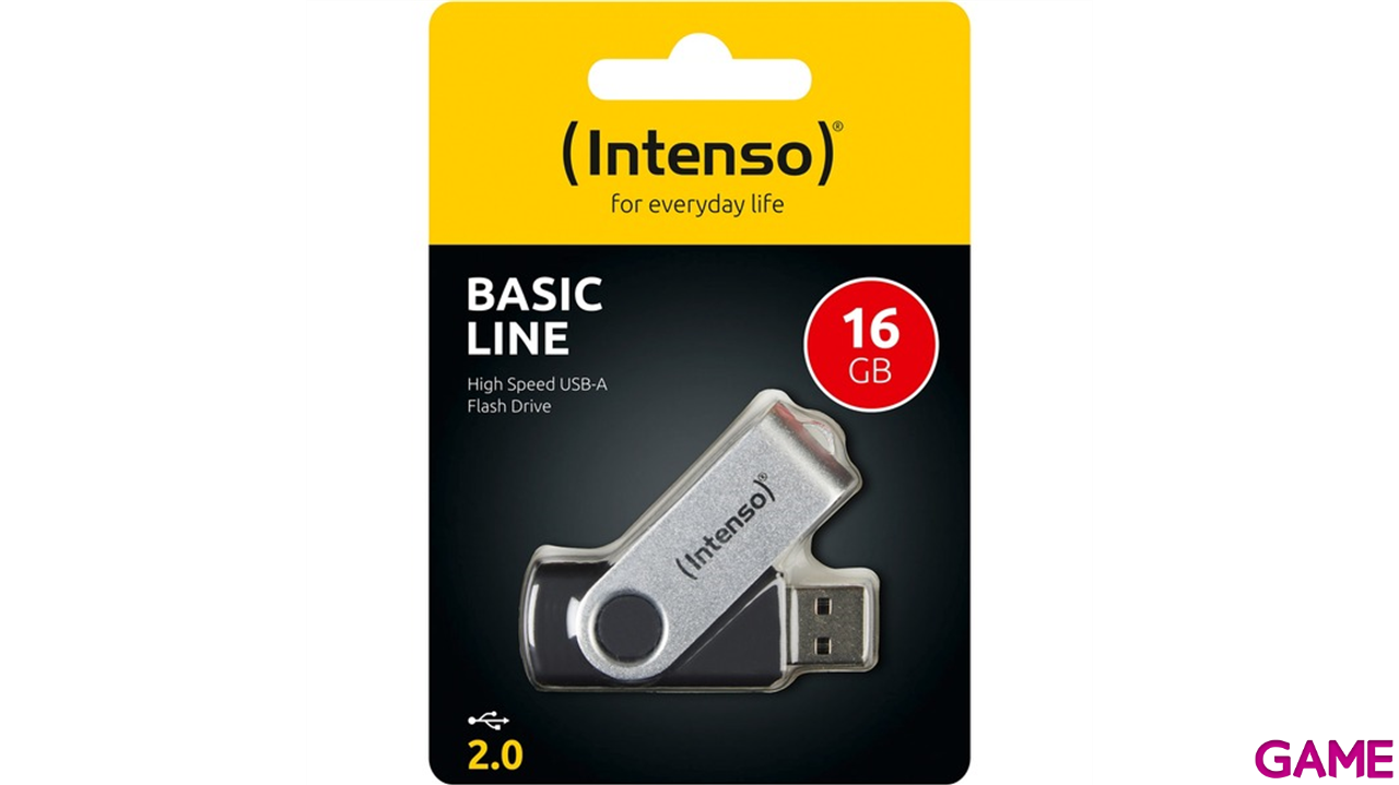 Intenso Basic Line unidad flash USB 16GB USB tipo A 2.0 Negro, Plata-0