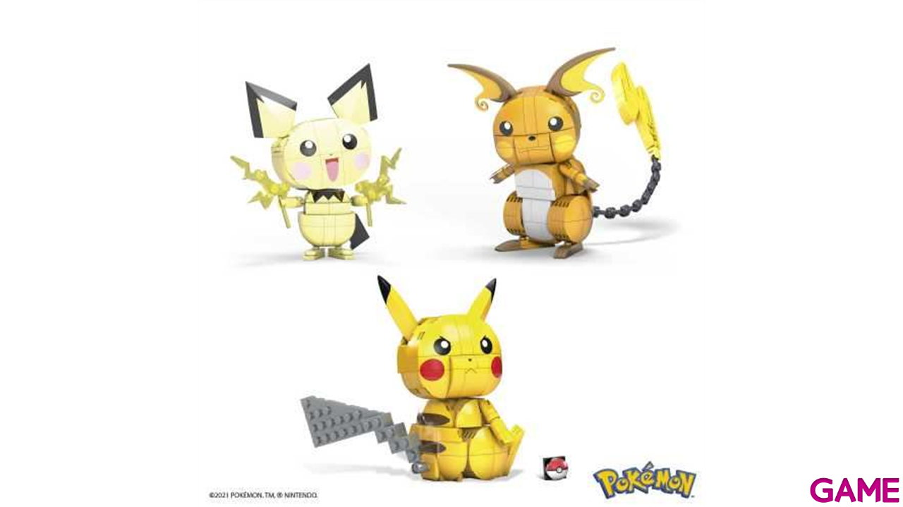 Figura MEGA Construx 3 Pokémon Rayo (Pichu, Pikachu y Raichu)-1