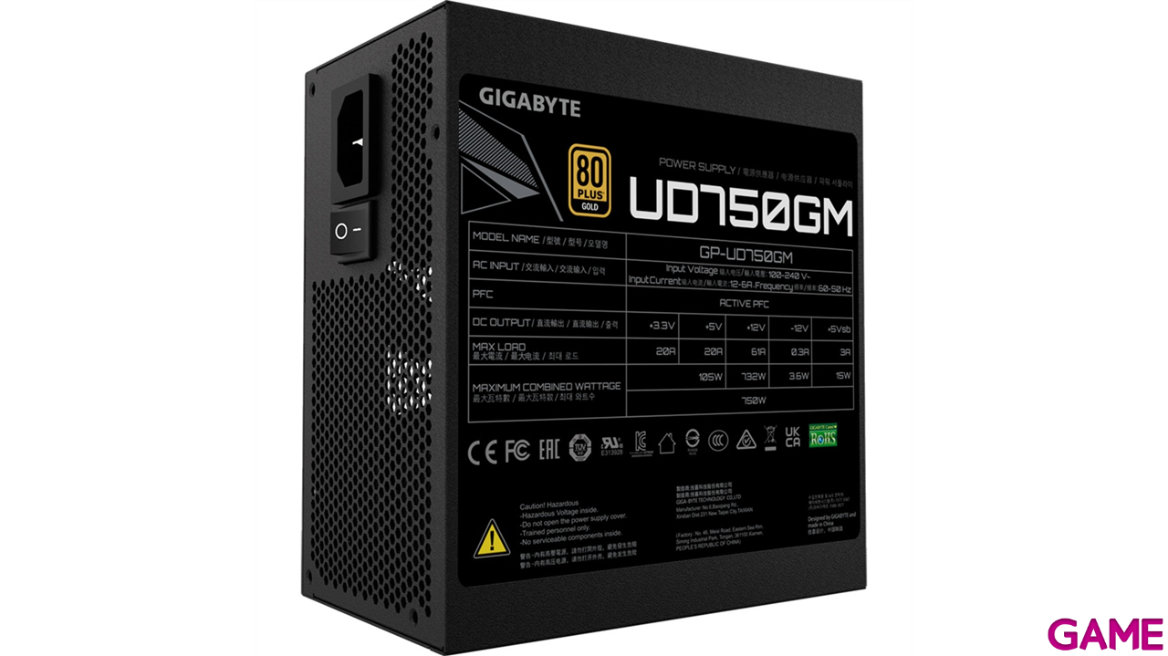 Gigabyte GP-UD750GM 750 W 20+4 pin ATX Negro - Fuente Alimentacion-5