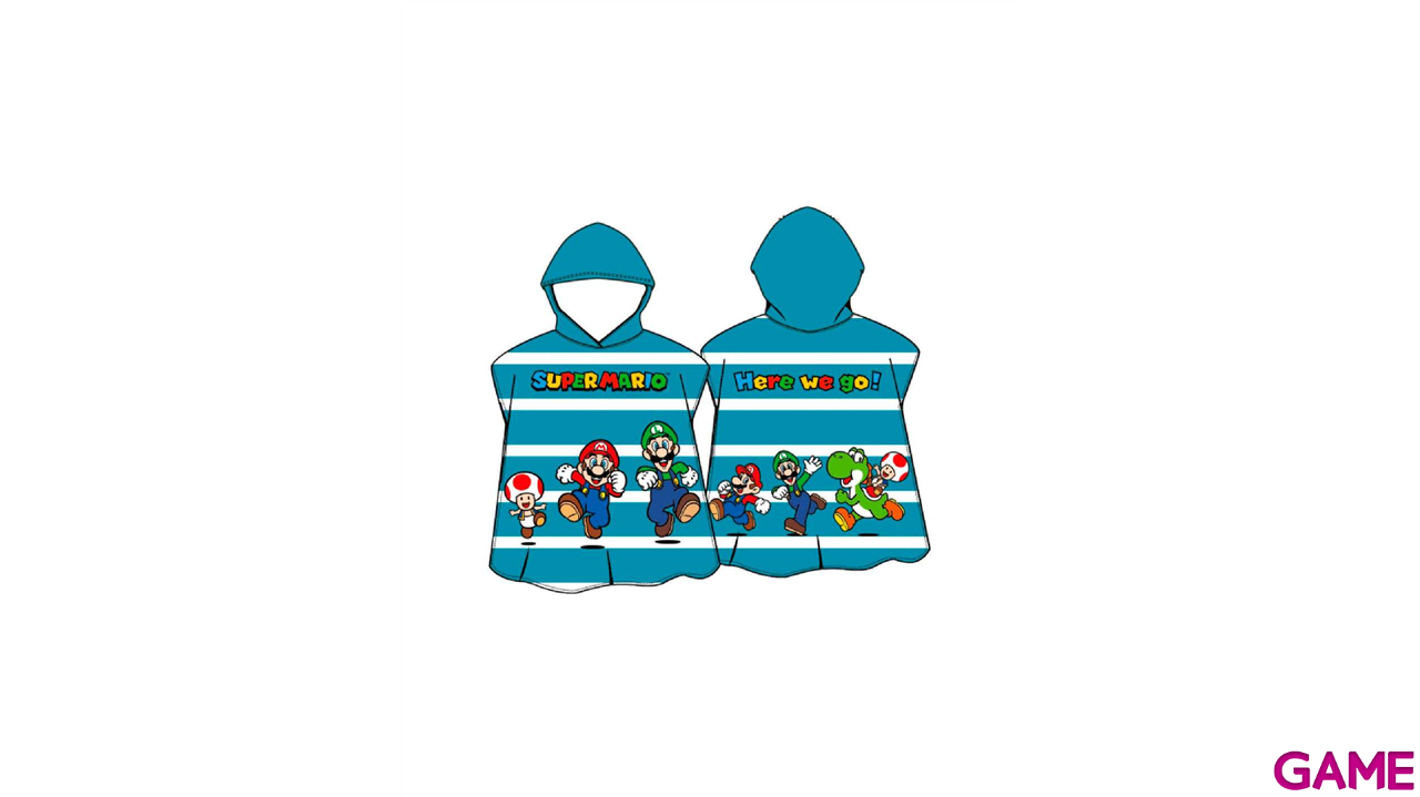 Poncho toalla Here We Go Super Mario Bros microfibra-0