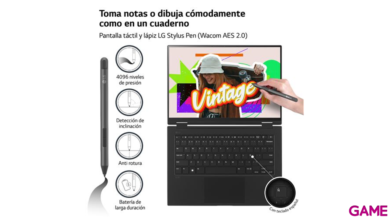 LG 14T90R-G.AA75B ordenador portatil Híbrido (2-en-1) 35,6 cm (14